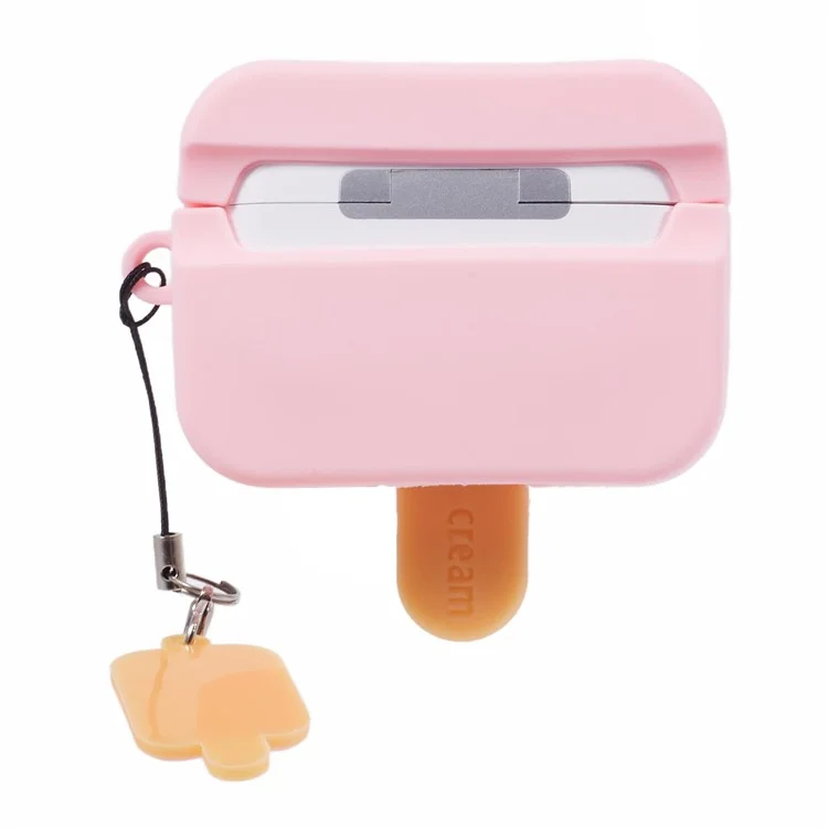For Apple AirPods Pro Silicone Case Ice Cream Design Bluetooth-compatible Earphone Cover - Pink