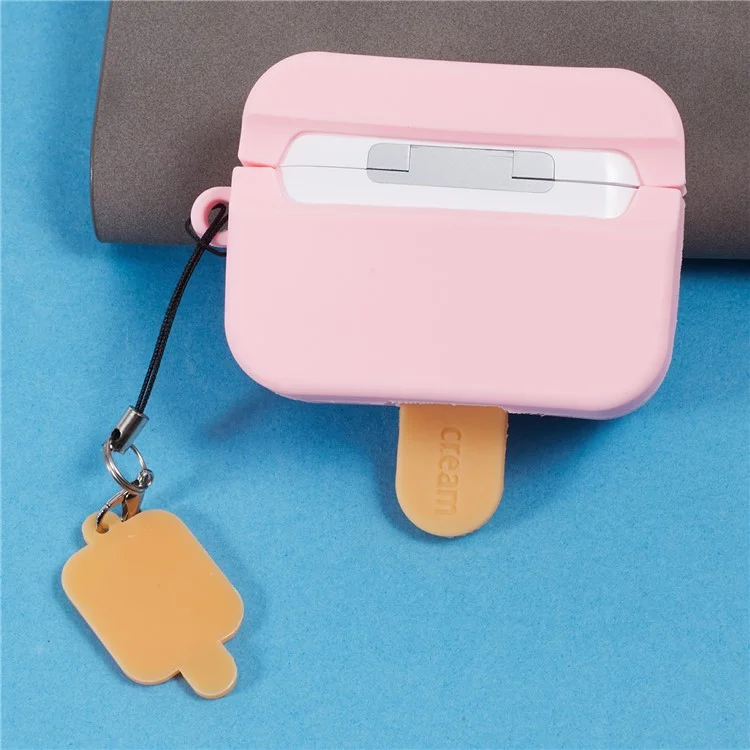 For Apple AirPods Pro Silicone Case Ice Cream Design Bluetooth-compatible Earphone Cover - Pink