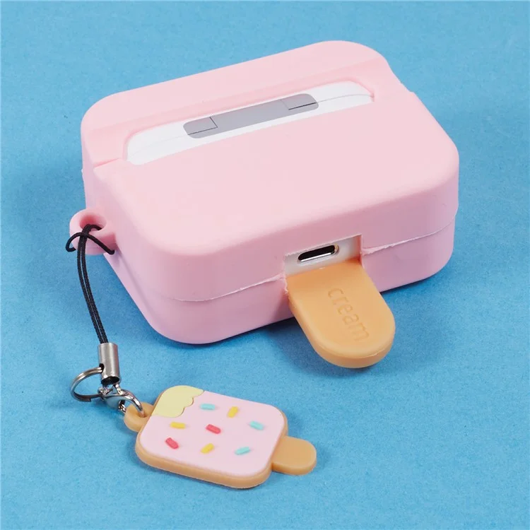 For Apple AirPods Pro Silicone Case Ice Cream Design Bluetooth-compatible Earphone Cover - Pink