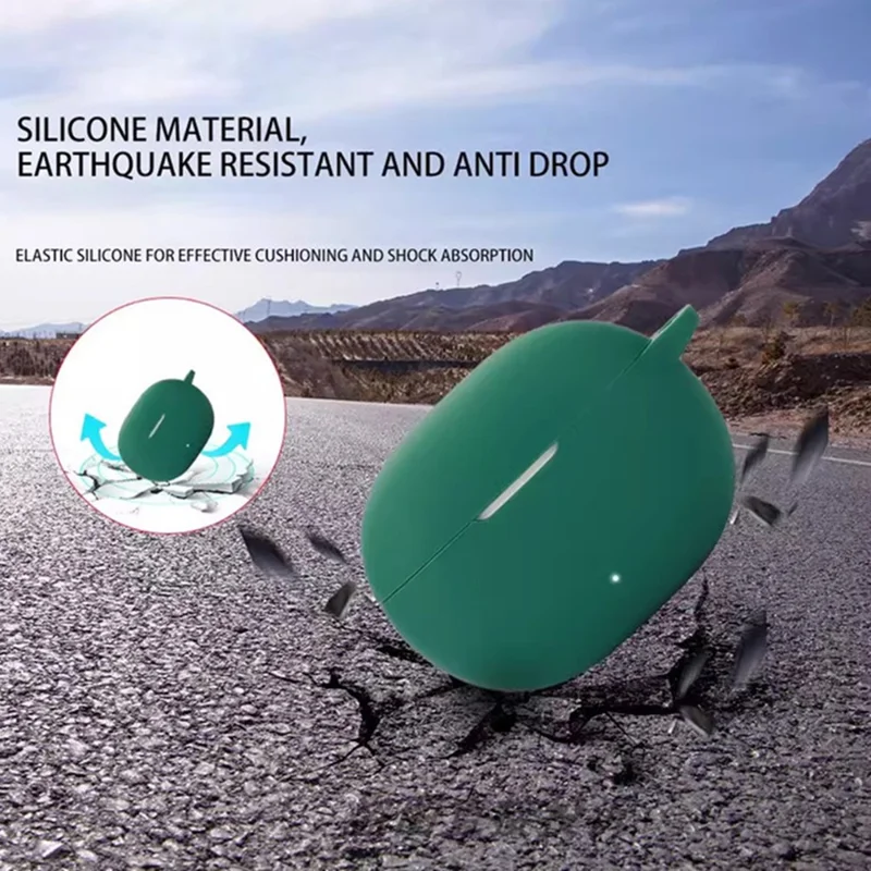 For Honor LCHSE X7i Case Bluetooth-compatible Earphone Silicone Cover with Anti-Lost Buckle - Blackish Green