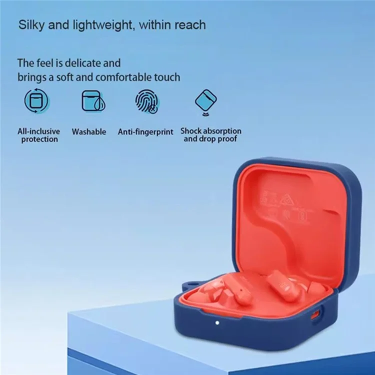 For Nothing CMF Buds Pro 2 Case Bluetooth-compatible Earphone Silicone Cover with Anti-Lost Buckle - Dark Blue