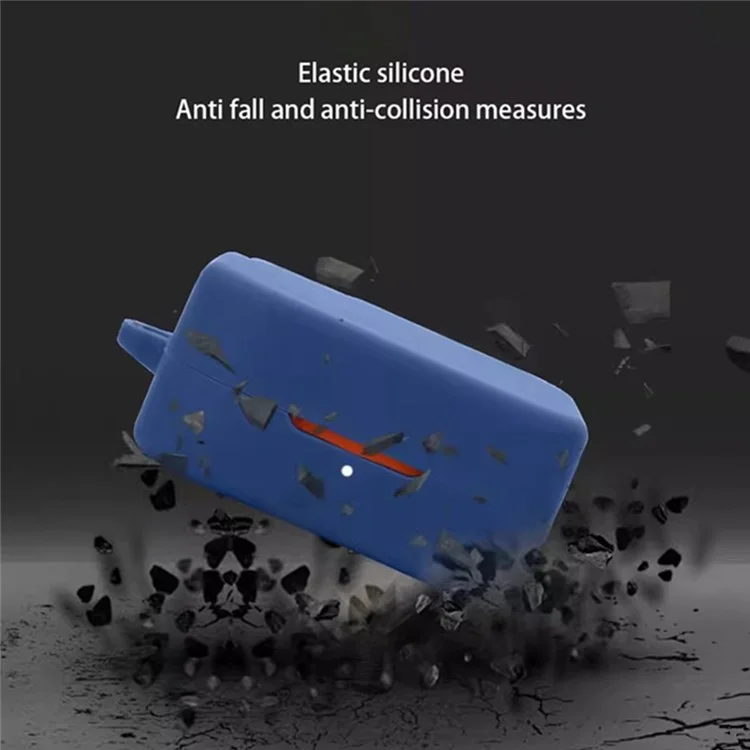For Nothing CMF Buds Pro 2 Case Bluetooth-compatible Earphone Silicone Cover with Anti-Lost Buckle - Dark Blue