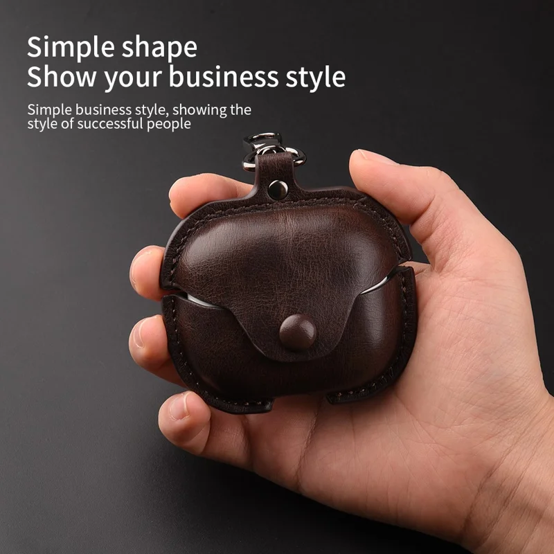 For Samsung Galaxy Buds3 Protective Case Leather+PC Earphone Cover - Brown