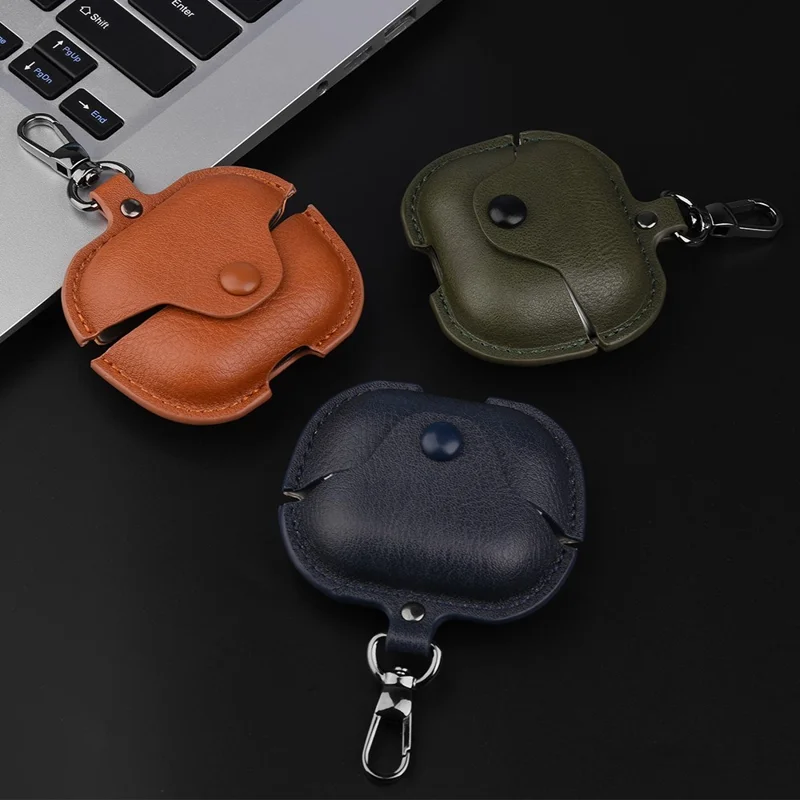 For Samsung Galaxy Buds3 Protective Case Leather+PC Earphone Cover - Brown