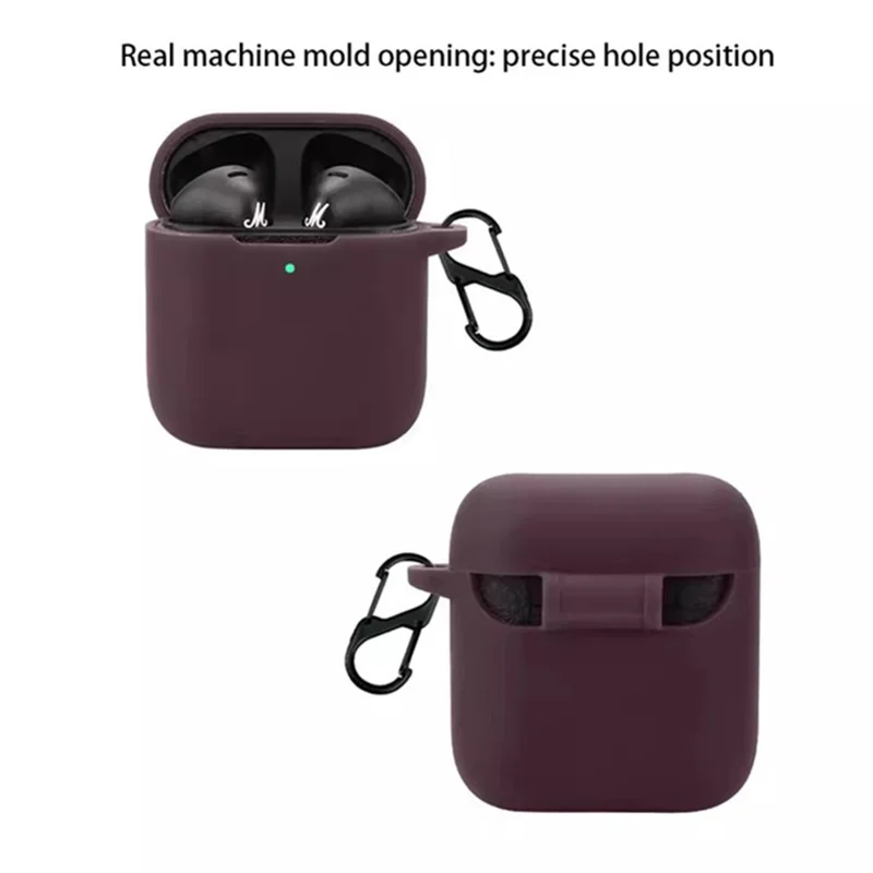 For Marshall Minor III True Wireless Headphones Case Scratch Proof Silicone Cover with Buckle - Beige