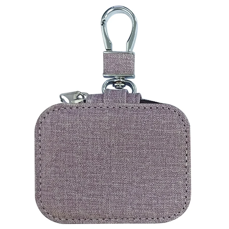 For Apple Series Earphone Case Portable PU Leather Small Zipper Pouch Cover Fabric-like Texture - Purple