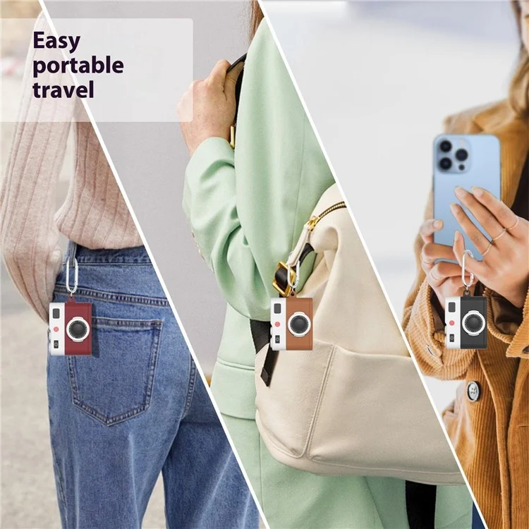 Für Apple AirPods 3 Case Retro Kameradesign Flüssiges Silikon Kopfhörer-Tragetasche mit Karabiner - Braun
