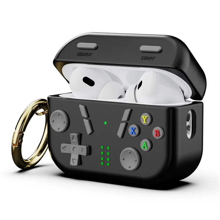 Per AirPods Pro 2 Case 3D Gaming Design Silicone Earbuds Cover con Moschettone - Nero