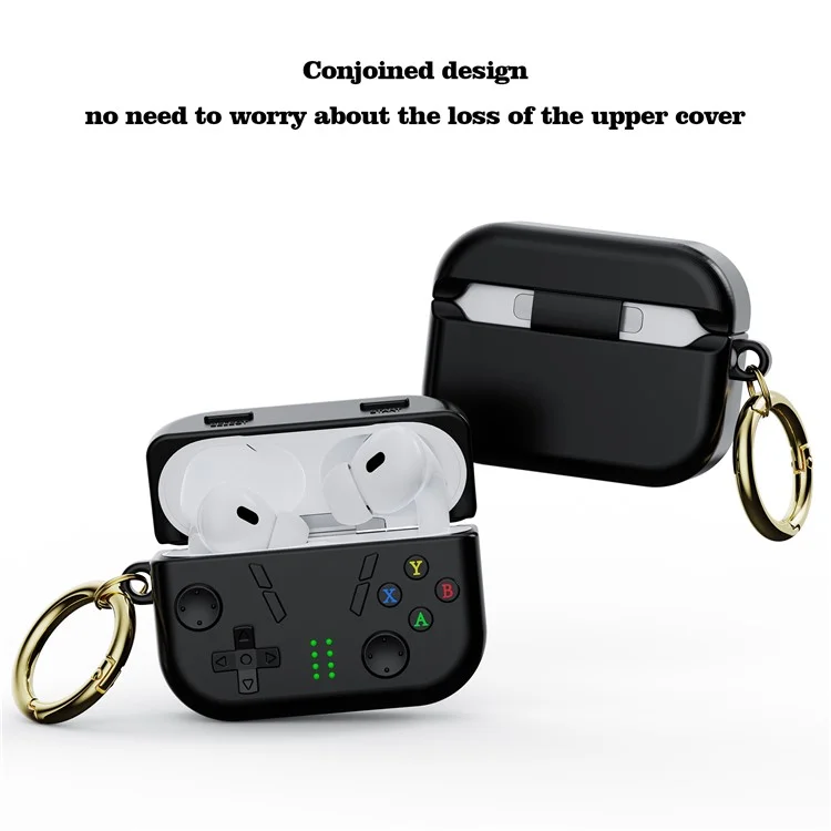 Per AirPods Pro 2 Case 3D Gaming Design Silicone Earbuds Cover con Moschettone - Nero
