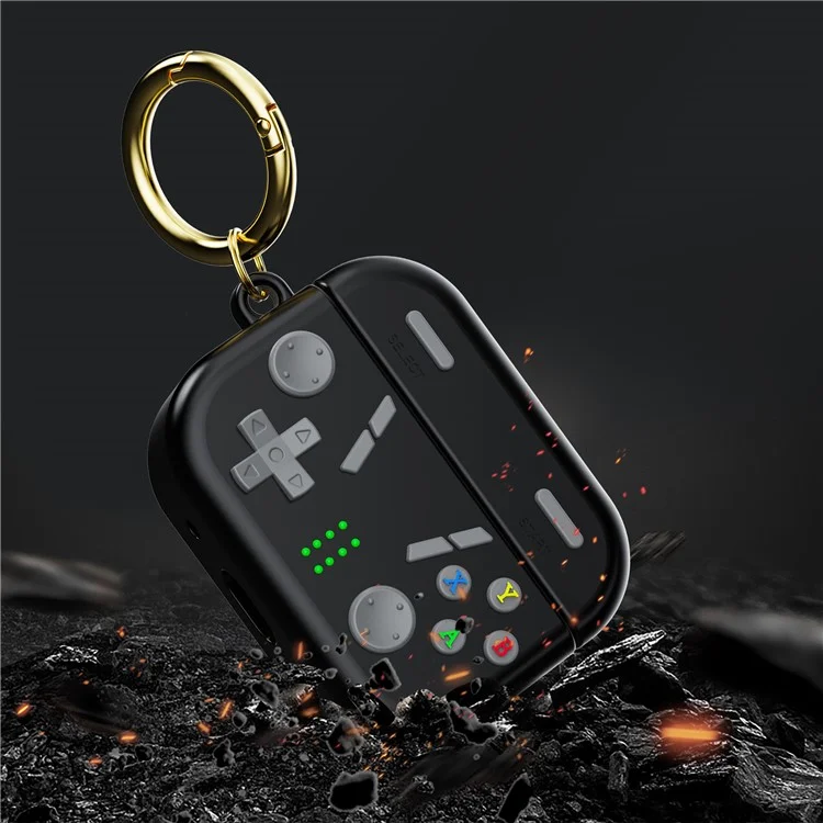 Per AirPods Pro 2 Case 3D Gaming Design Silicone Earbuds Cover con Moschettone - Nero