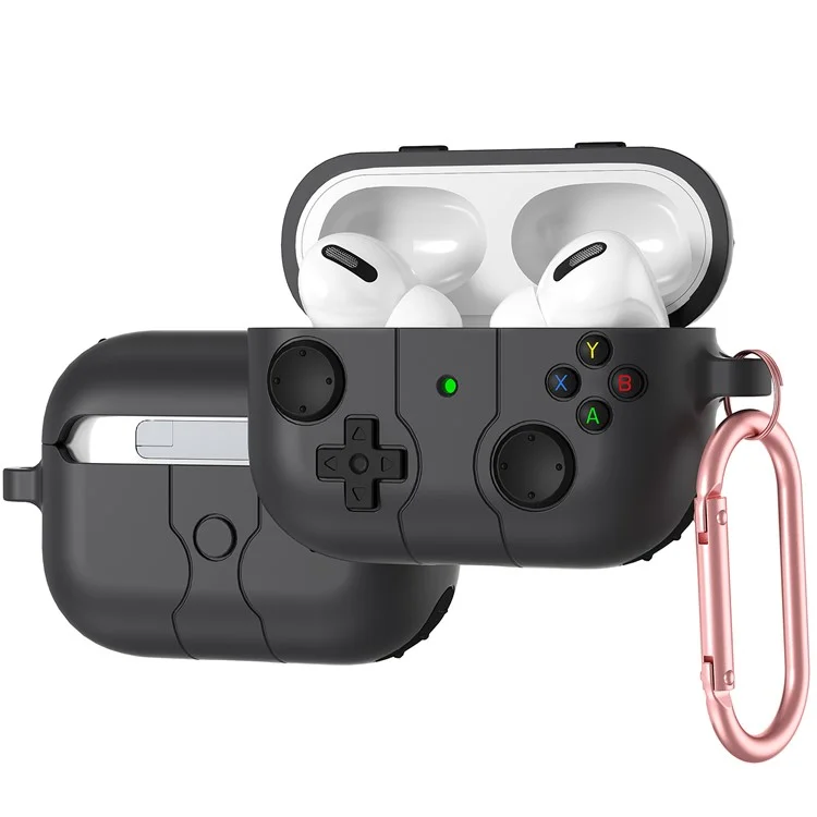 Para AirPods Pro 2 / Funda para AirPods Pro Forma de Consola de Juegos Auriculares Carcasa de Silicona con Mosquetón - Gris
