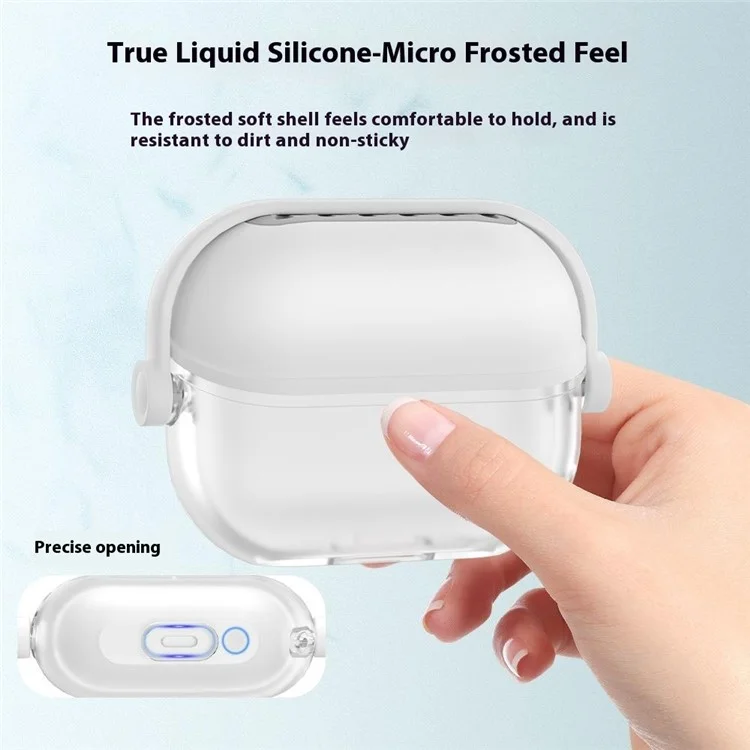 For Samsung Galaxy Buds3 / Buds3 Pro Case Liquid Silicone Earbud Cover with Rotatable Bracket - White