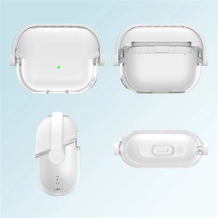 For Samsung Galaxy Buds3 / Buds3 Pro Case Liquid Silicone Earbud Cover with Rotatable Bracket - White
