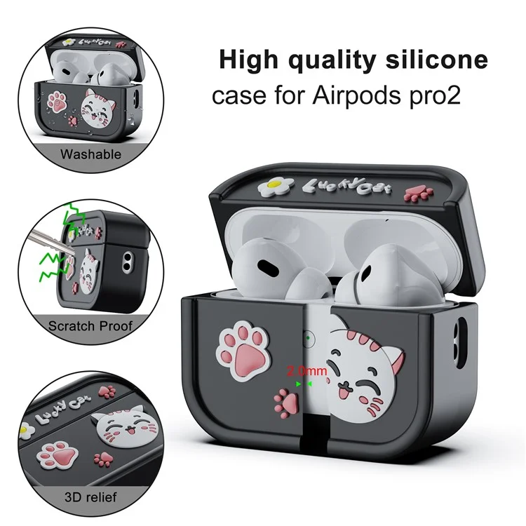 Для Airpods Pro 2 Case 3D Cartoon Animals Смешная Силиконовая Наушена - Черный