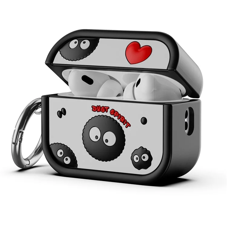 Para AirPods Pro 2 Case Cartoon Briquette Silicone Protective Cover with Carabiner - Rojo / Negro