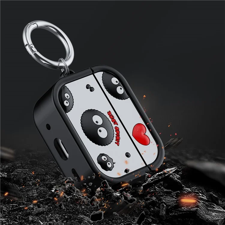 Para AirPods Pro 2 Case Cartoon Briquette Silicone Protective Cover with Carabiner - Rojo / Negro