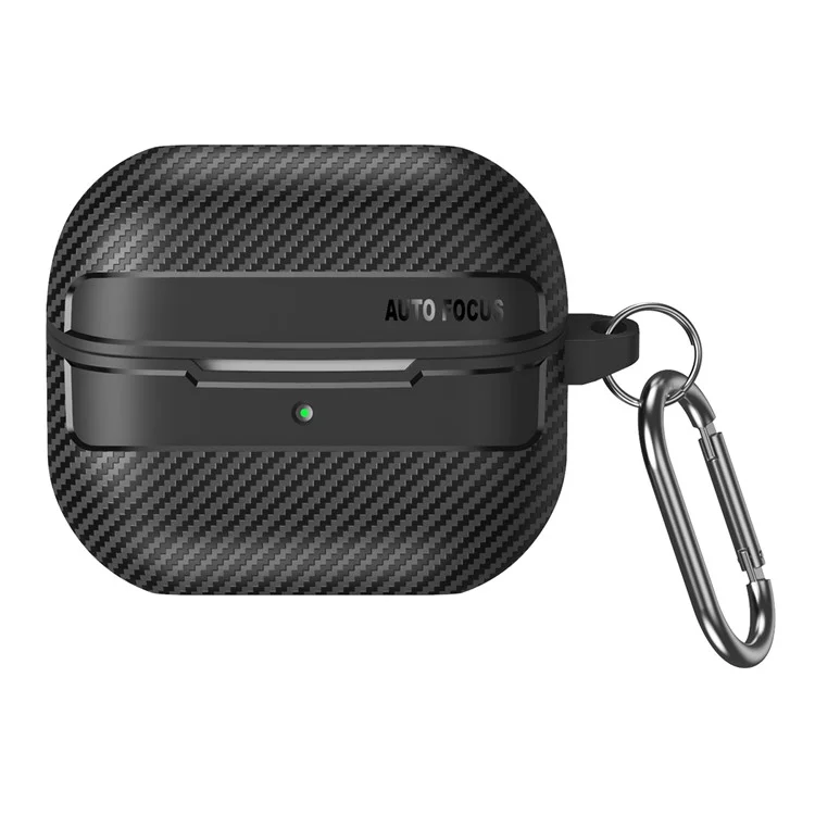 Pour Samsung Galaxy Buds3 / Buds3 Pro Coque en fibre de carbone Texture TPU Étui de protection pour écouteurs avec crochet - Noir