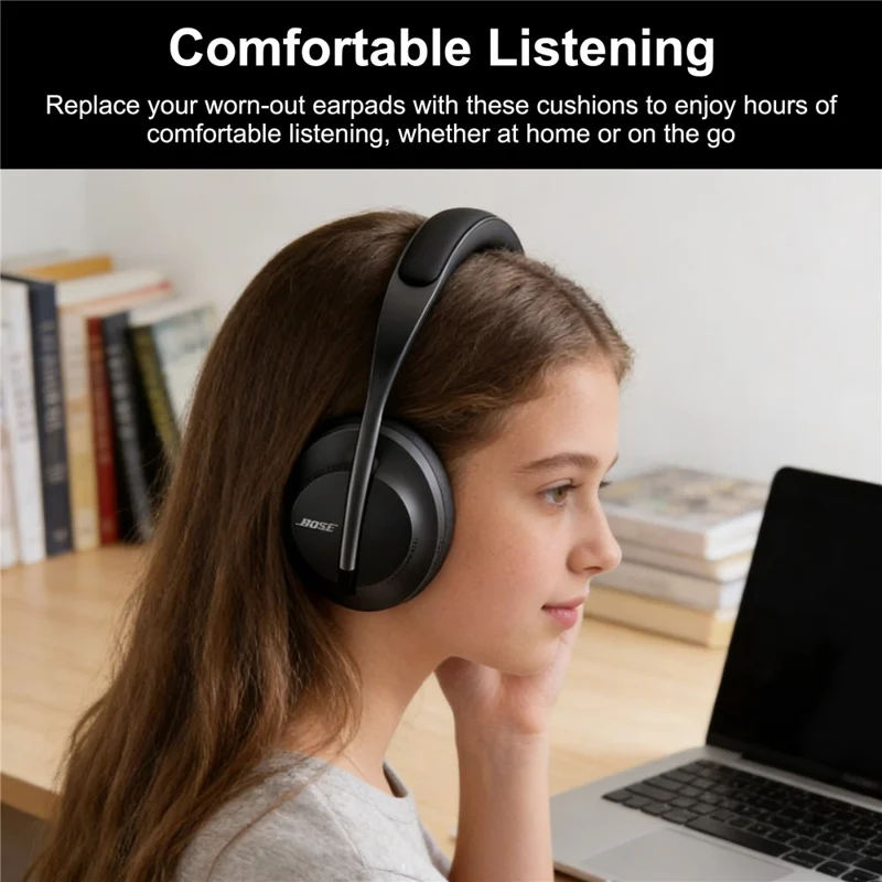 For Bose 700/NC700 Bluetooth-compatible Headphone 1 Pair Replacement Protein Leather Earpads Ear Cushions - White