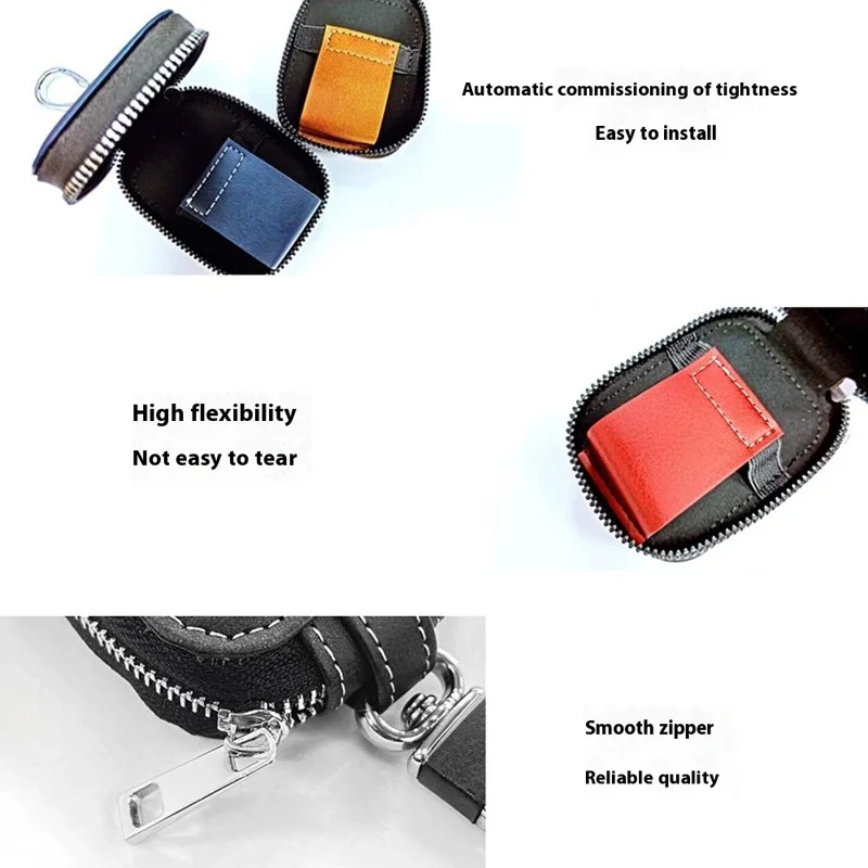 For Apple Series Earbud Storage Case Vertica PU Leather Skin-Touch Earphones Carrying Bag, Size: L - Black
