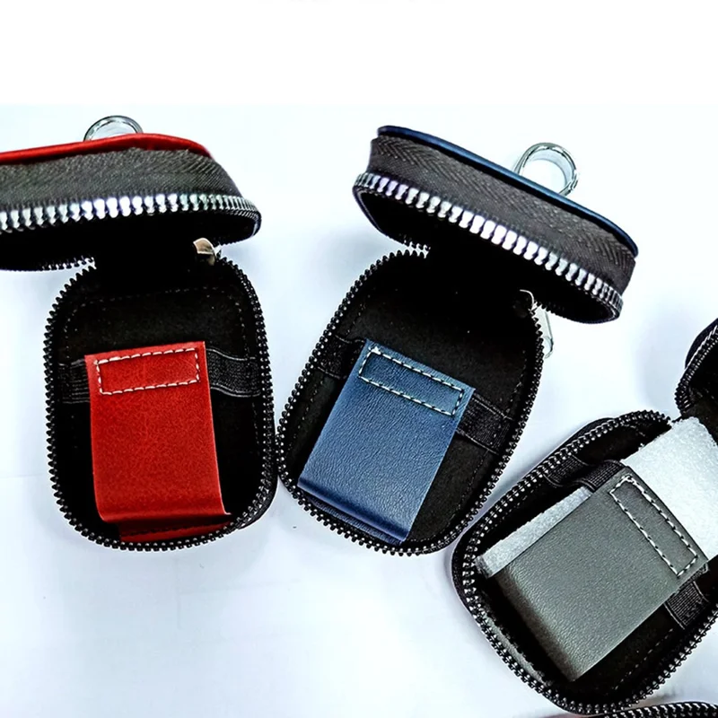 For Apple Series Earbud Storage Case Vertica PU Leather Skin-touch Earphones Carrying Bag, Size: S - Red