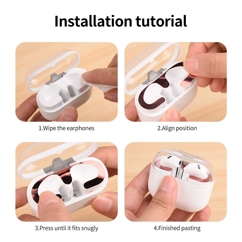 For Samsung Galaxy Buds3 Charging Case Bluetooth-compatible Earbuds Metal Sticker Anti-Dust Protective Decals - Rose Gold