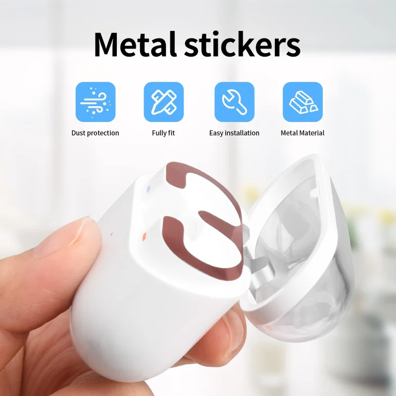 For Samsung Galaxy Buds3 Charging Case Bluetooth-compatible Earbuds Metal Sticker Anti-Dust Protective Decals - Rose Gold