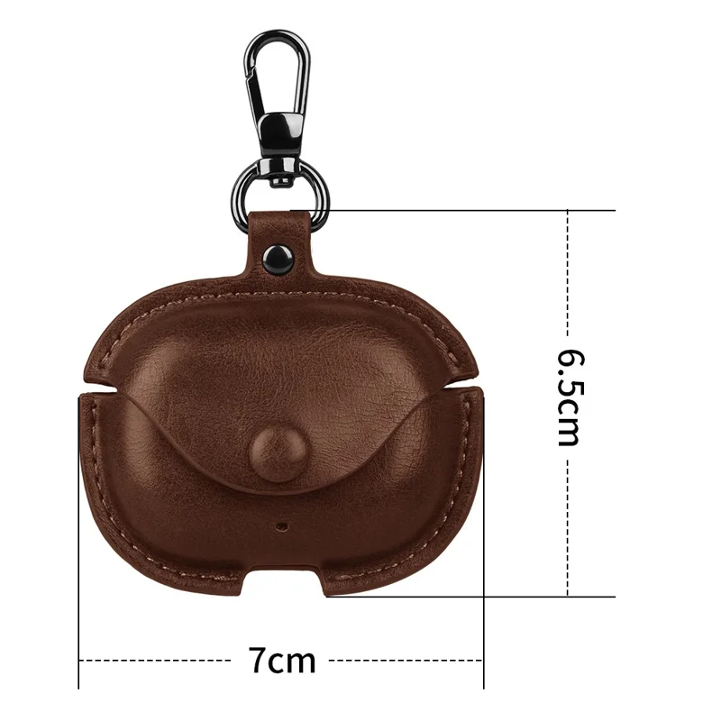 For Realme Buds T300 Charging Case Cover Leather+PC Earbuds Protective Case - Brown