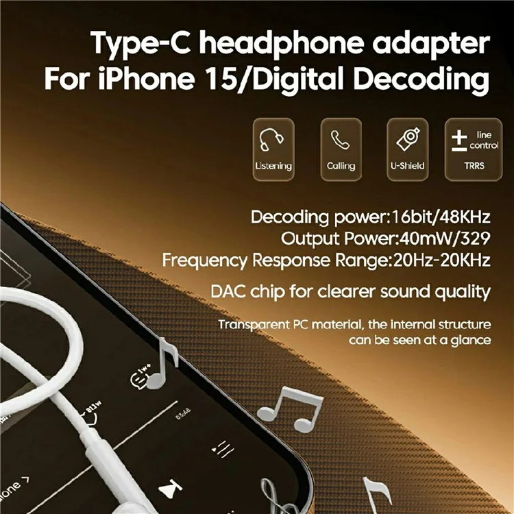 Adaptador de Audio Tipo-C Macho a 3.5mm Hembra para iPad Pro / Iphone 15 / Samsung Galaxy S24 - Púrpura