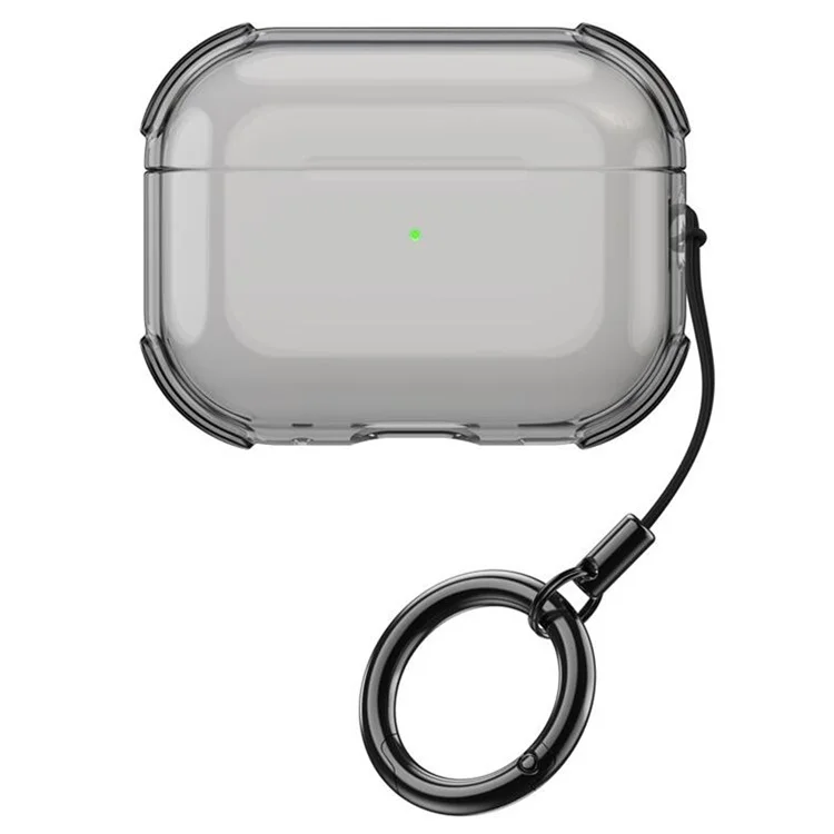 Funda protectora de TPU transparente con correa de anillo para el estuche de AirPods Pro 2 - Negro transparente