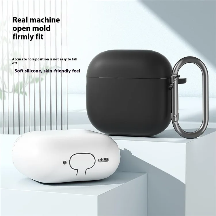 Per AirPods 4 Case Silicone Wireless Earphone Protective Cover with Carabiner - Nero