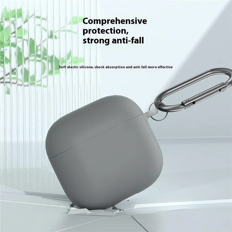 Per AirPods 4 Case Silicone Wireless Earphone Protective Cover with Carabiner - Nero