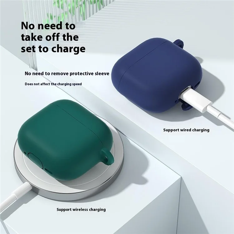 Per AirPods 4 Case Silicone Wireless Earphone Protective Cover with Carabiner - Nero