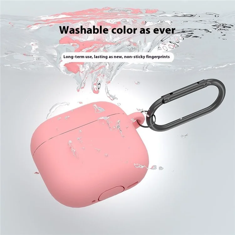 Per AirPods 4 Case Silicone Wireless Earphone Protective Cover with Carabiner - Nero