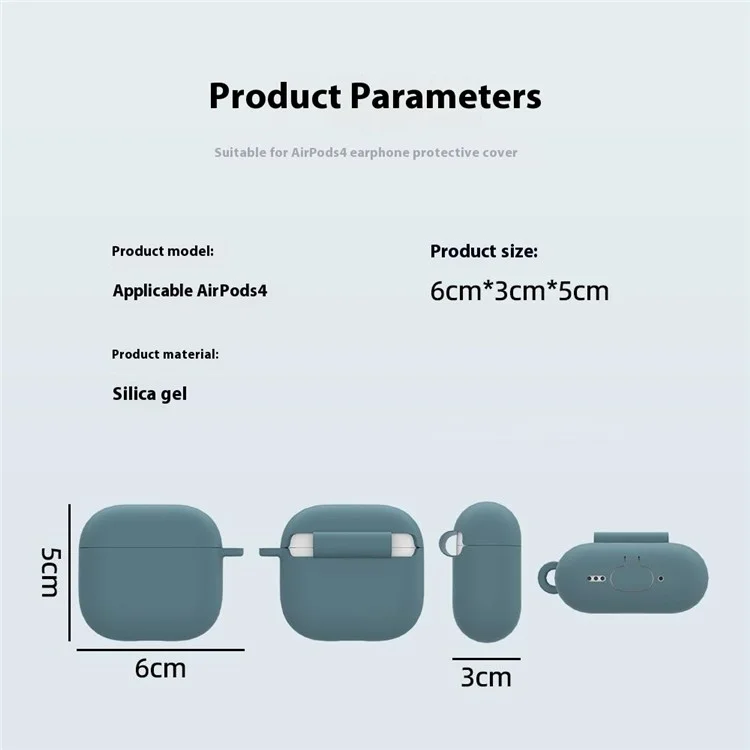 Per AirPods 4 Case Silicone Wireless Earphone Protective Cover with Carabiner - Nero