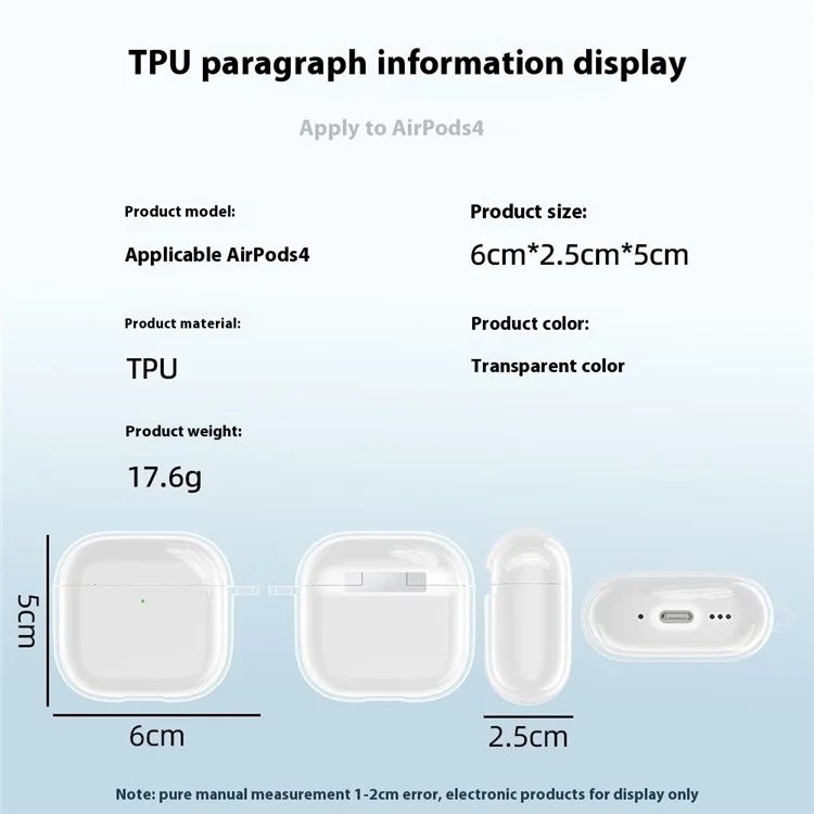 Pour le boîtier de protection Earphone Case TPU antichoc et transparent avec porte-clés pour AirPods 4