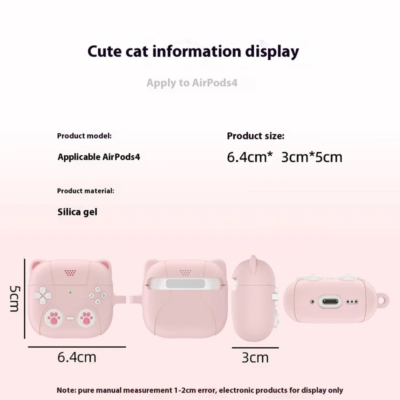 For AirPods 4 Case Cute Cat Liquid Silicone Earphone Cover - Light Purple