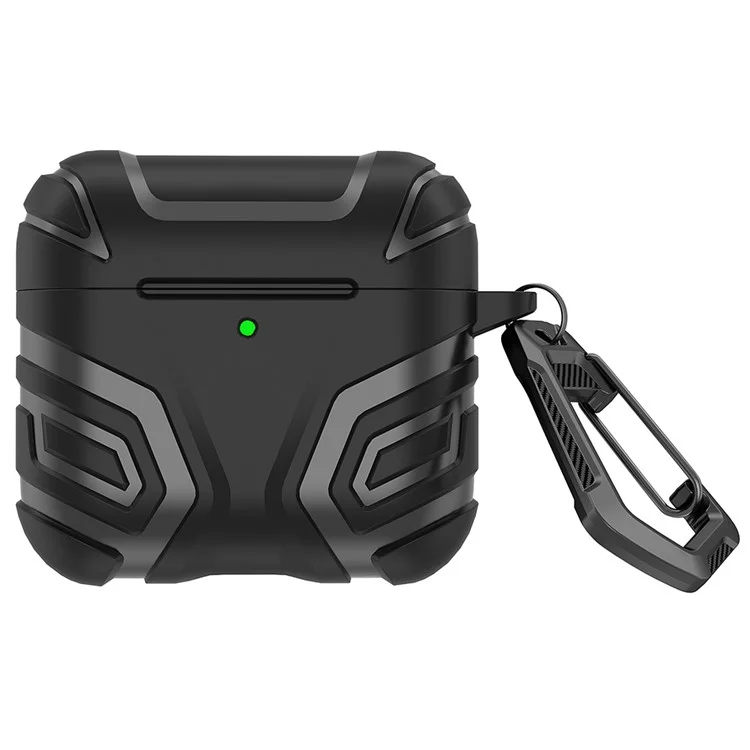 Per AirPods 4 Case Split Design Soft TPU Shockproof Earphone Cover with Carabiner - Nero