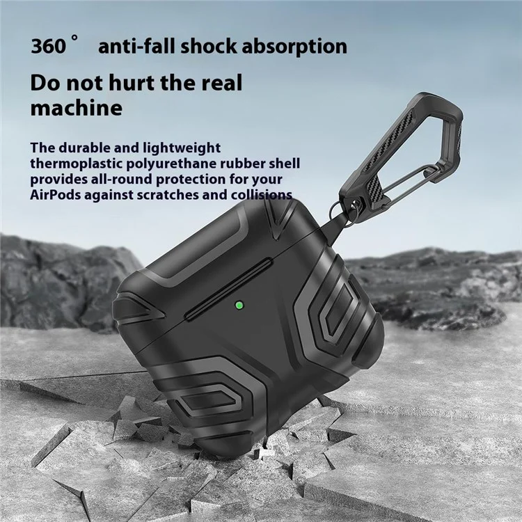 Per AirPods 4 Case Split Design Soft TPU Shockproof Earphone Cover with Carabiner - Nero