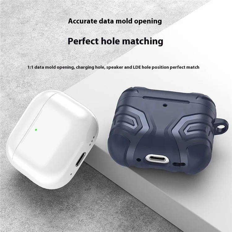 Per AirPods 4 Case Split Design Soft TPU Shockproof Earphone Cover with Carabiner - Nero