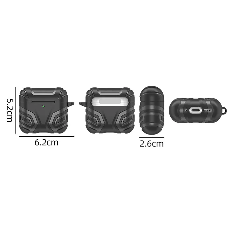 Per AirPods 4 Case Split Design Soft TPU Shockproof Earphone Cover with Carabiner - Nero