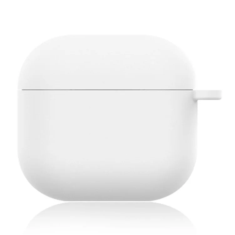 Pour AirPods 4 Étui en Silicone Doux Organisateur d'Écouteurs Sans Fil Housse Épaisseur 1,5 mm avec Mousqueton - Blanc