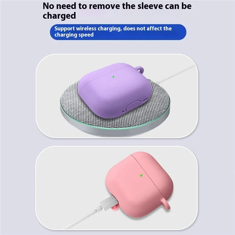 Pour AirPods 4 Étui en Silicone Doux Organisateur d'Écouteurs Sans Fil Housse Épaisseur 1,5 mm avec Mousqueton - Blanc