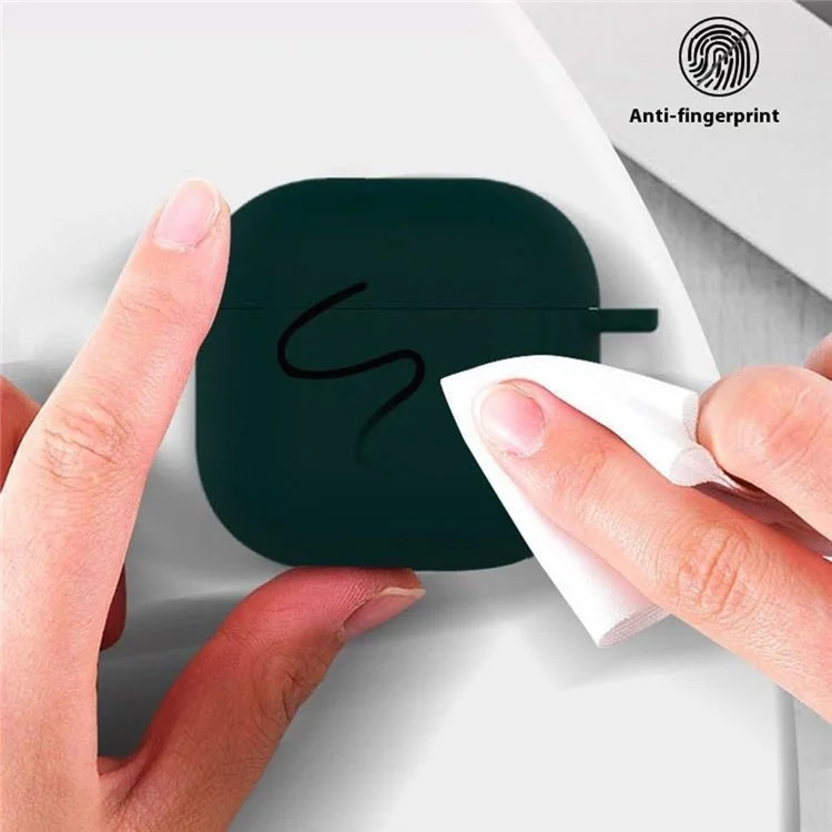 Pour AirPods 4 Étui en Silicone Doux Organisateur d'Écouteurs Sans Fil Housse Épaisseur 1,5 mm avec Mousqueton - Blanc