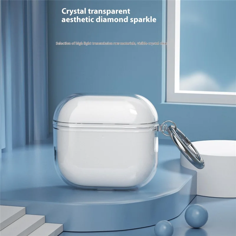 For AirPods 4 Charging Case Cover Bluetooth-compatible Earbuds Clear TPU Protective Case with Hook - Transparent