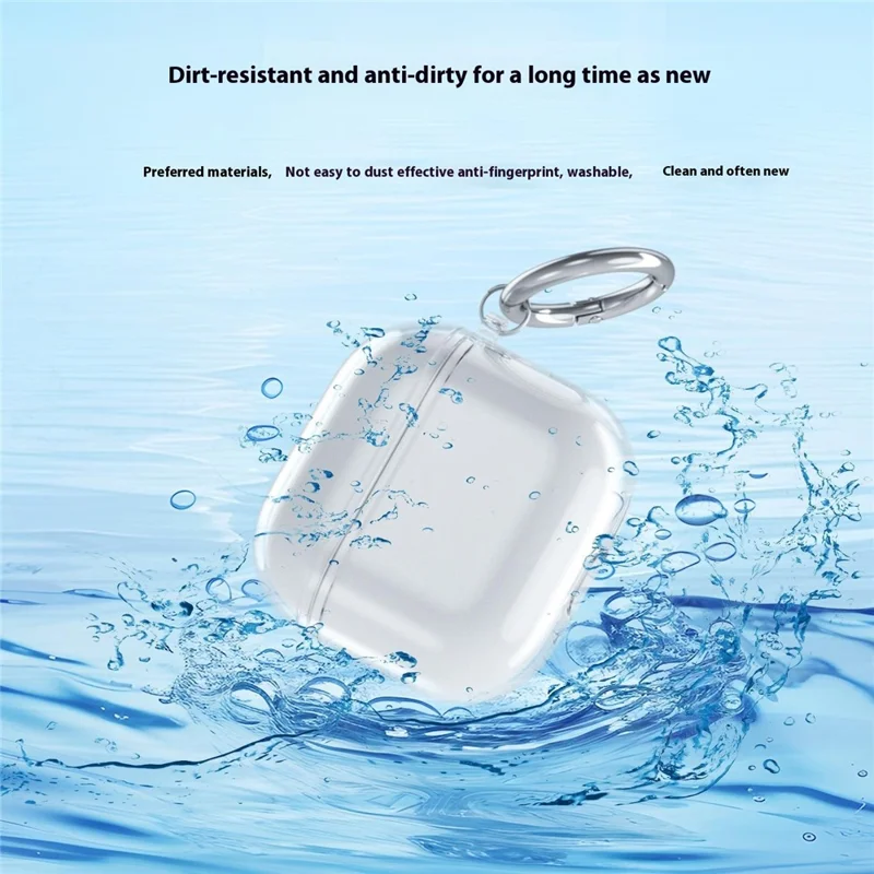 For AirPods 4 Charging Case Cover Bluetooth-compatible Earbuds Clear TPU Protective Case with Hook - Transparent