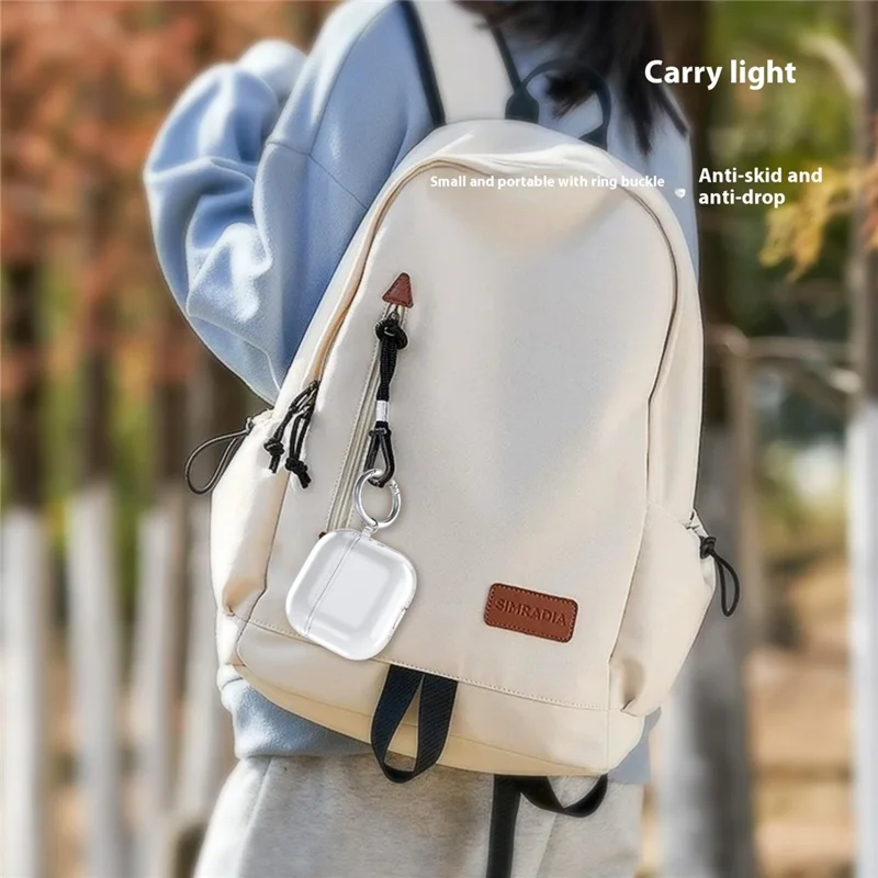 For AirPods 4 Charging Case Cover Bluetooth-compatible Earbuds Clear TPU Protective Case with Hook - Transparent