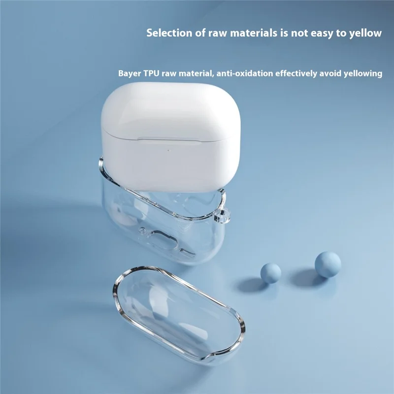 For AirPods 4 Charging Case Cover Bluetooth-compatible Earbuds Clear TPU Protective Case with Hook - Transparent