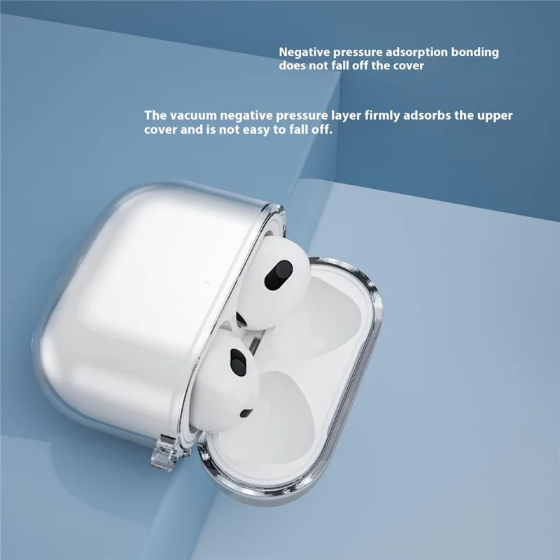 For AirPods 4 Charging Case Cover Bluetooth-compatible Earbuds Clear TPU Protective Case with Hook - Transparent