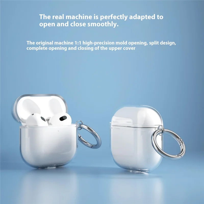 For AirPods 4 Charging Case Cover Bluetooth-compatible Earbuds Clear TPU Protective Case with Hook - Transparent