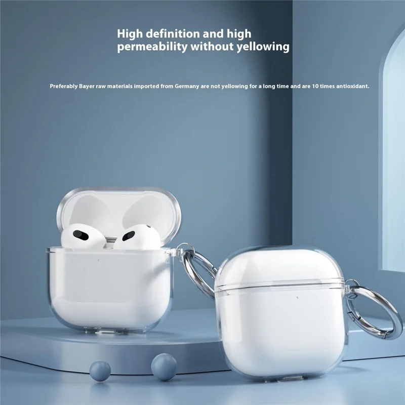 For AirPods 4 Charging Case Cover Bluetooth-compatible Earbuds Clear TPU Protective Case with Hook - Transparent